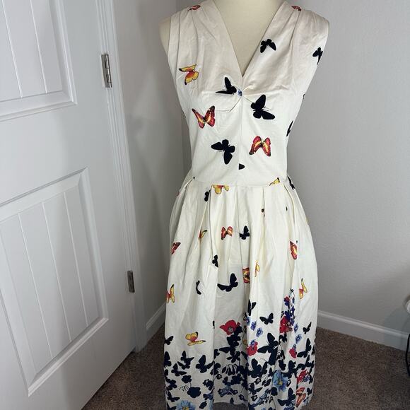 Bella Poque Dress 2XL Butterfly Floral Pockets A-line Cottagecore Rockabilly VTG - Picture 11 of 14